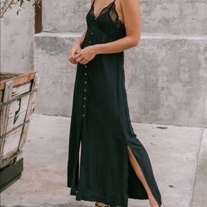 Black Maxi Slip Dress with Short Slits